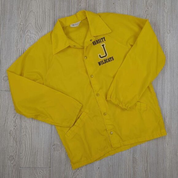 Vintage Yellow Windbreaker Varsity Wildcats Unlined Jacket Size Medium - Picture 1 of 8